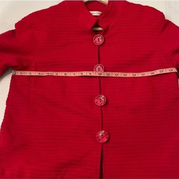 Coldwater Creek Red Ribbed Stripe Jacket with large buttons Size Medium Petite - Picture 7 of 8